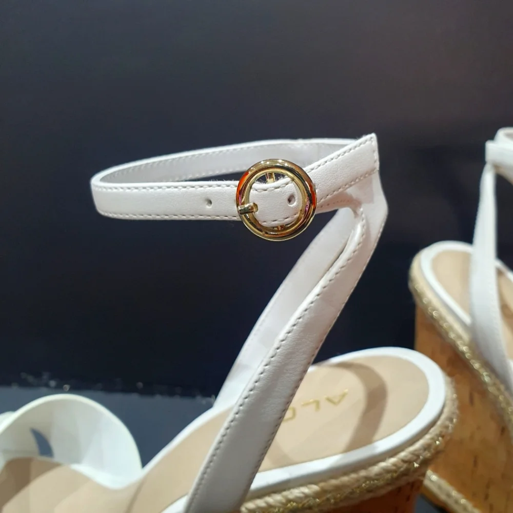 Aldo Like-New White Wedge High Heel Sandal  - Picture 7 of 9